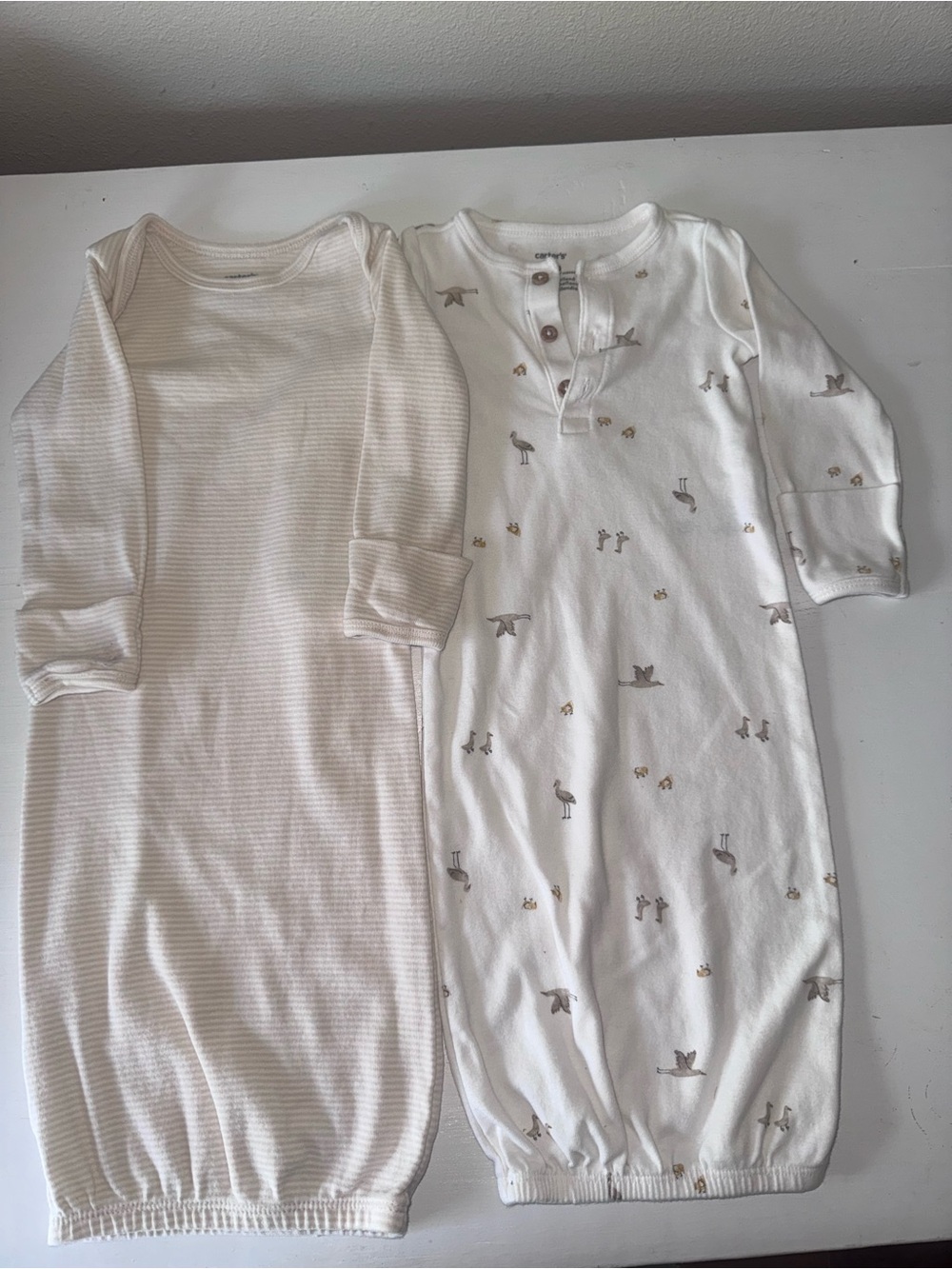 Unbranded Cream & White Baby Gown Set - Soft Sleepwear